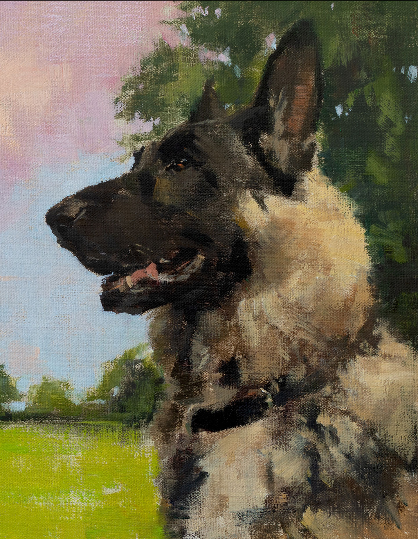 Dog portraits of Bentley & Dudley, painted by artist Patrick Saunders in oils on canvas.